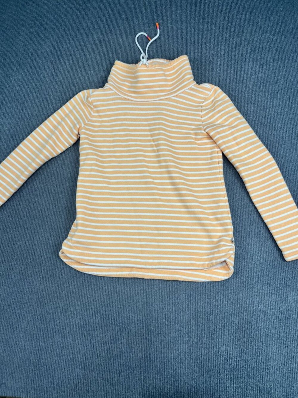 T By Talbots Womens Orange & White Striped Turtleneck Long Sleeve Top Petite